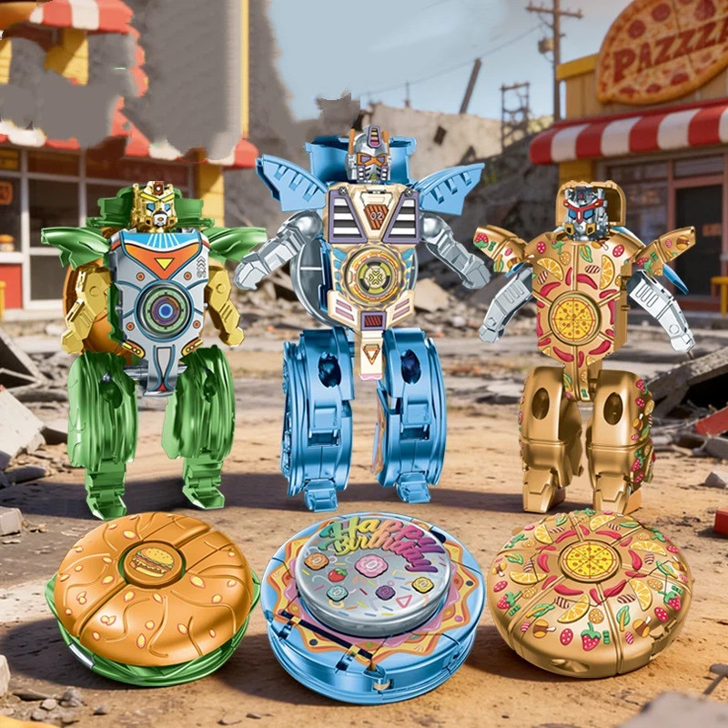 Hambúrguer deformação Fidget spinner dedo spinner deformação Pizza bolo robô adulto brinquedo de descompressão spinner b