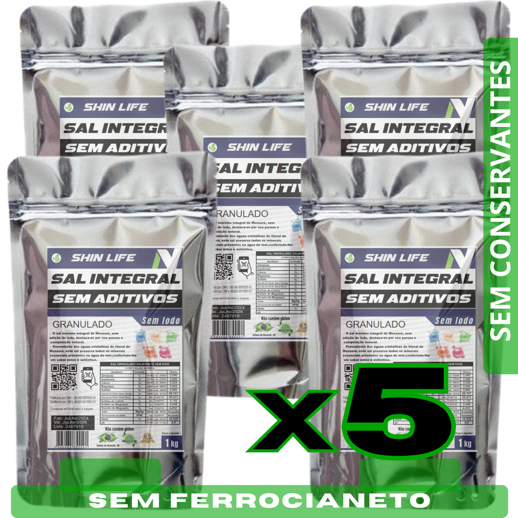 Sal Marinho Granulado 5kg Sem Aditivos Sal De Parrilha