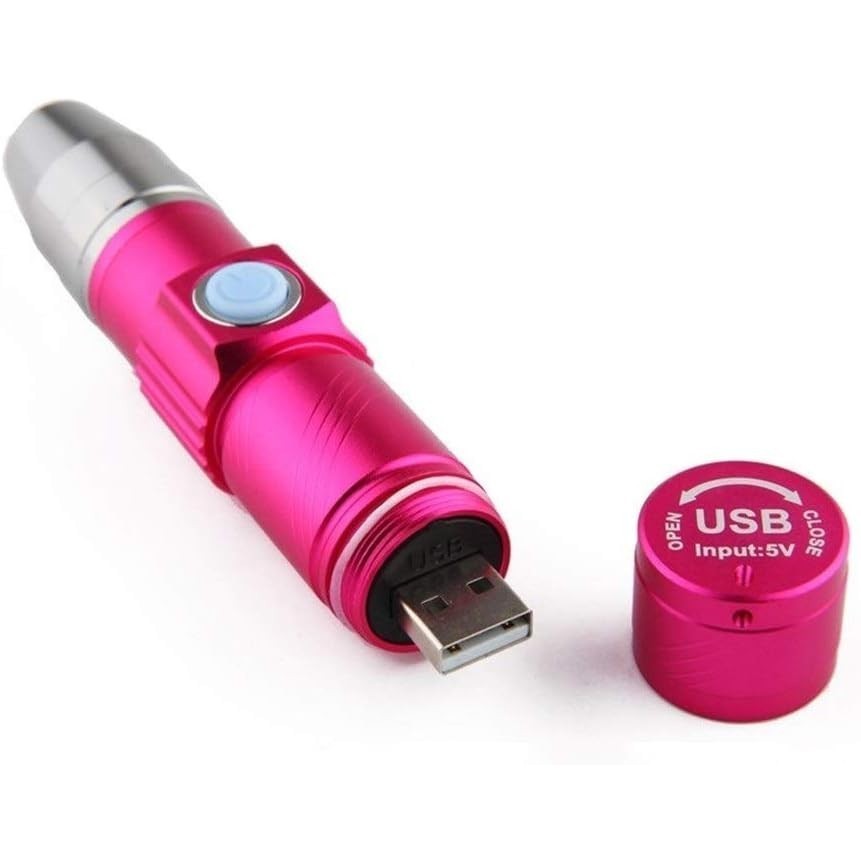 Lâmpada KAISA UV recarregável USB 3 modos 365 nm Ultravioleta Mini Lanterna LED UV(Cor do corpo: ROSA) em Oferta na Shopee