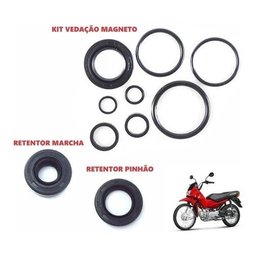 Anel Kit Vedação Magneto + Retentor Marcha + Pinhão Pop 100
