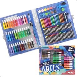 Maleta Kit de Pintura Infantil Escolar 150 peças Artes Magic