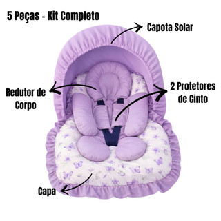 Kit 5 Peças Bebê Conforto Capa Apoio Corpo Redutor Capota Protetor Cinto Oferta Universal