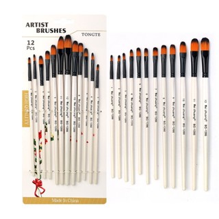 Kit com 12 Pincéis artísticos para pintura cerdas macias, aquarela, guache, pintura a óleo, acrílico em Oferta na Shopee