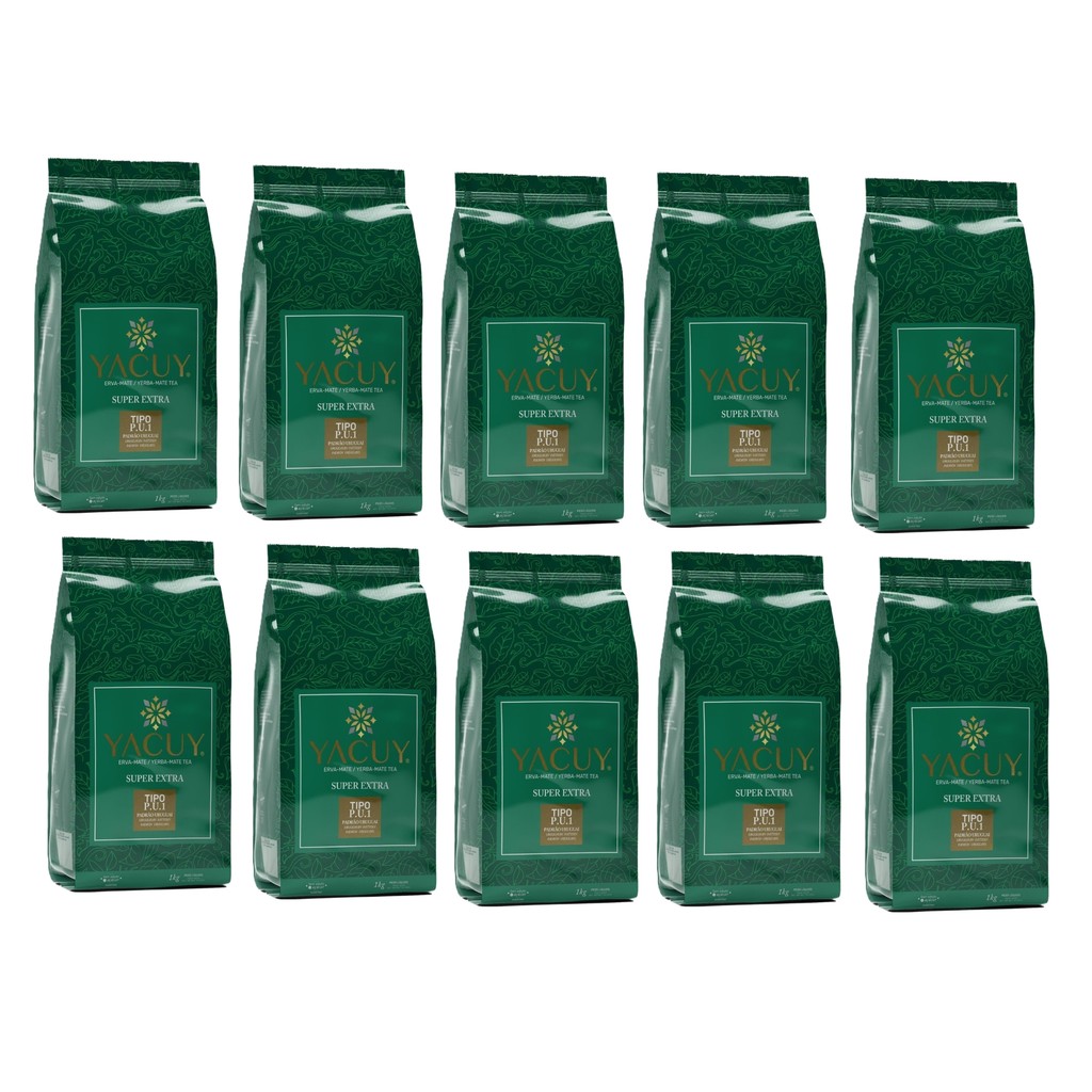 Kit 10 Erva-Mate Yacuy Padrão Uruguaio 1kg – Intensa, Amarga e Aromática