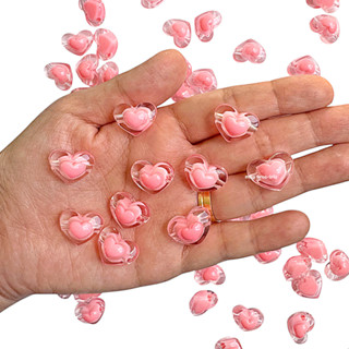 Miçanga Coração Com Miolo Rosa - 35 pçs em Oferta na Shopee