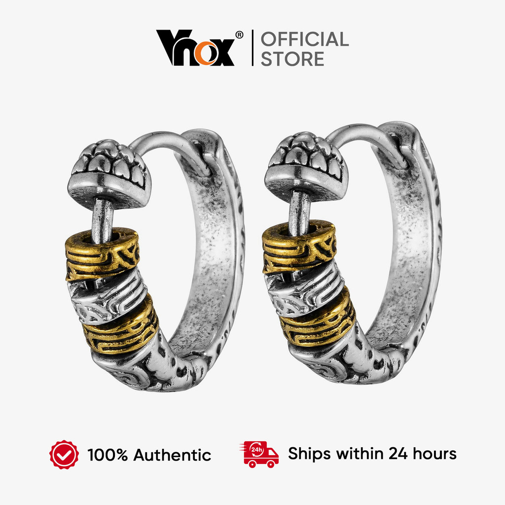 Vnox Moda Design Criativo Brincos De Argola Pequenos Para Homens , Joias De Festa Hiphop Presentes De Dia Dos Namorados