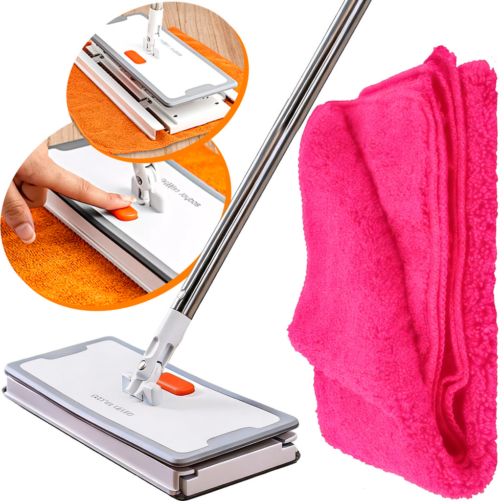 Kit Akora Daxxen Joybos Rodo Mop Limpeza + Pano Magico Limpa Tudo Multiuso Tam 30x30 Rosa