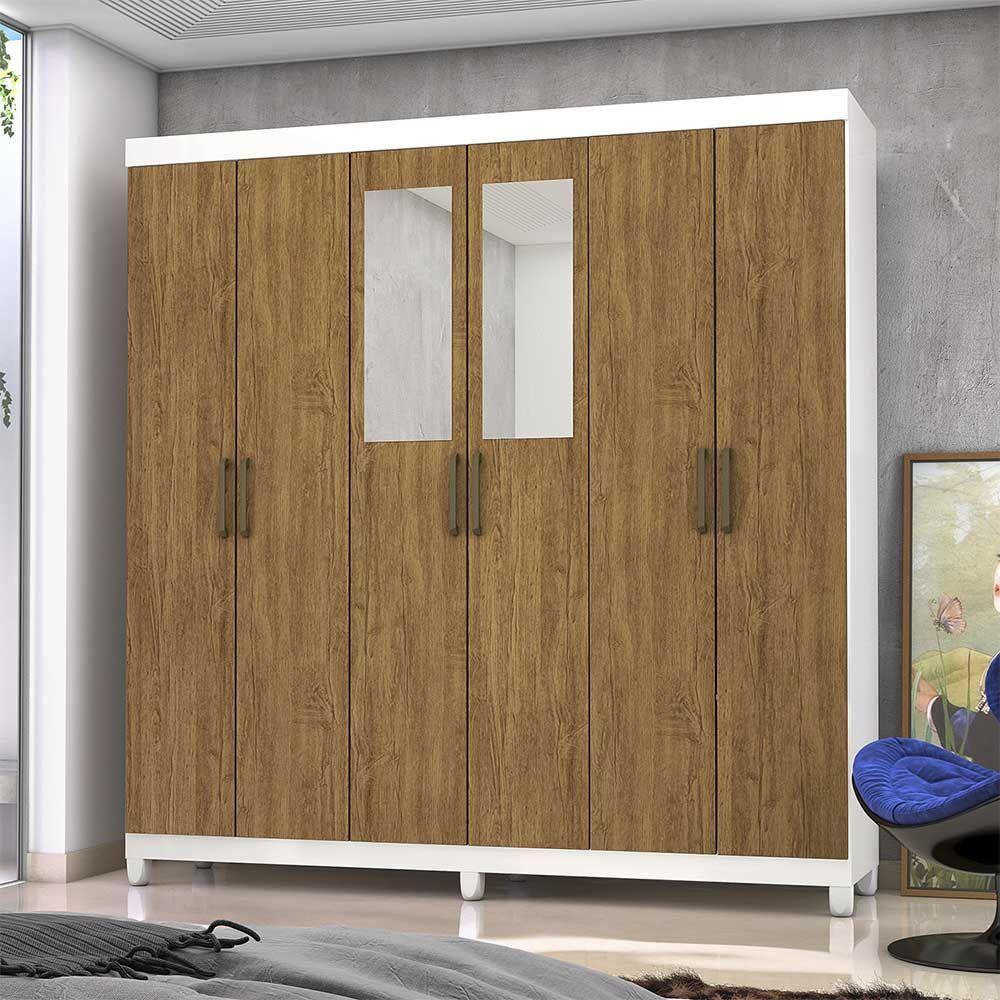 Guarda Roupa R22 6 Portas 2 Gavetas Espelho Carioca Móveis. — imagem 2 de 2