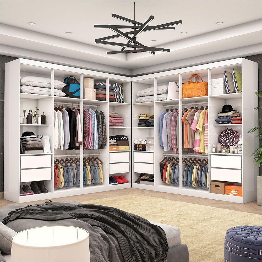 Closet Casal Duplo Rubi 8 Gavetas Branco