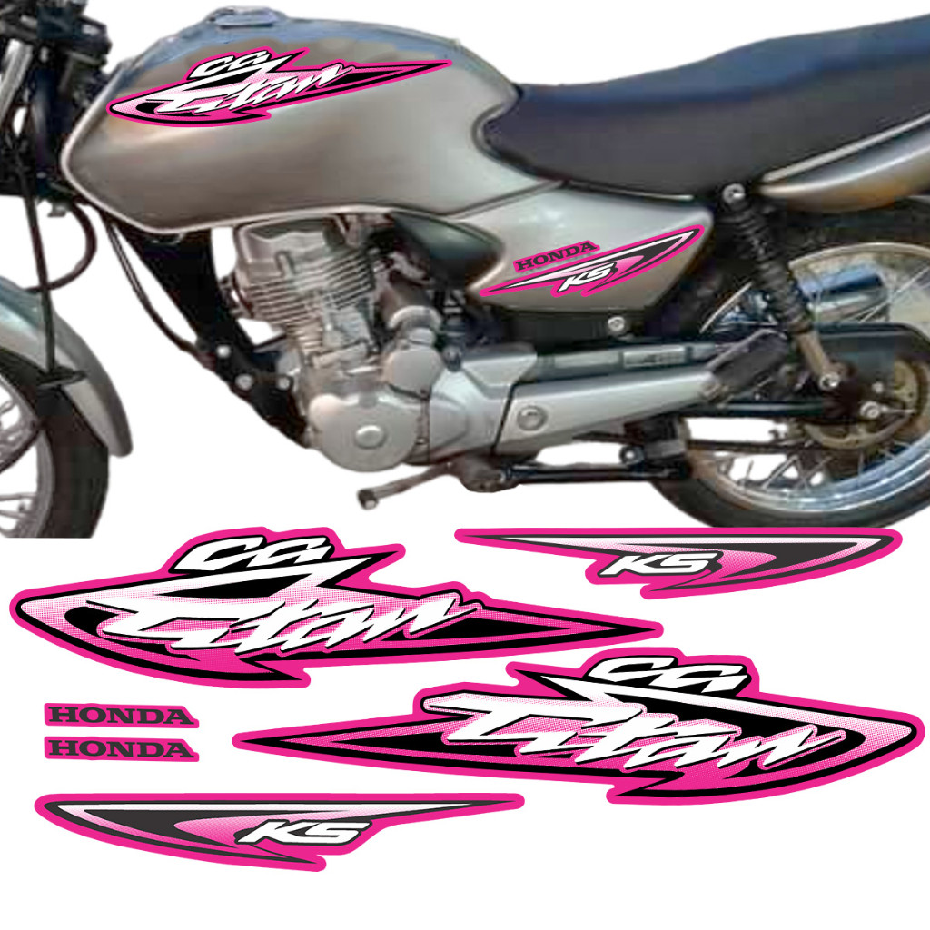 Faixa Adesivo CG Titan 125 2003 2004 03 04 KS ES KSE Sobreposição Pink Rosa