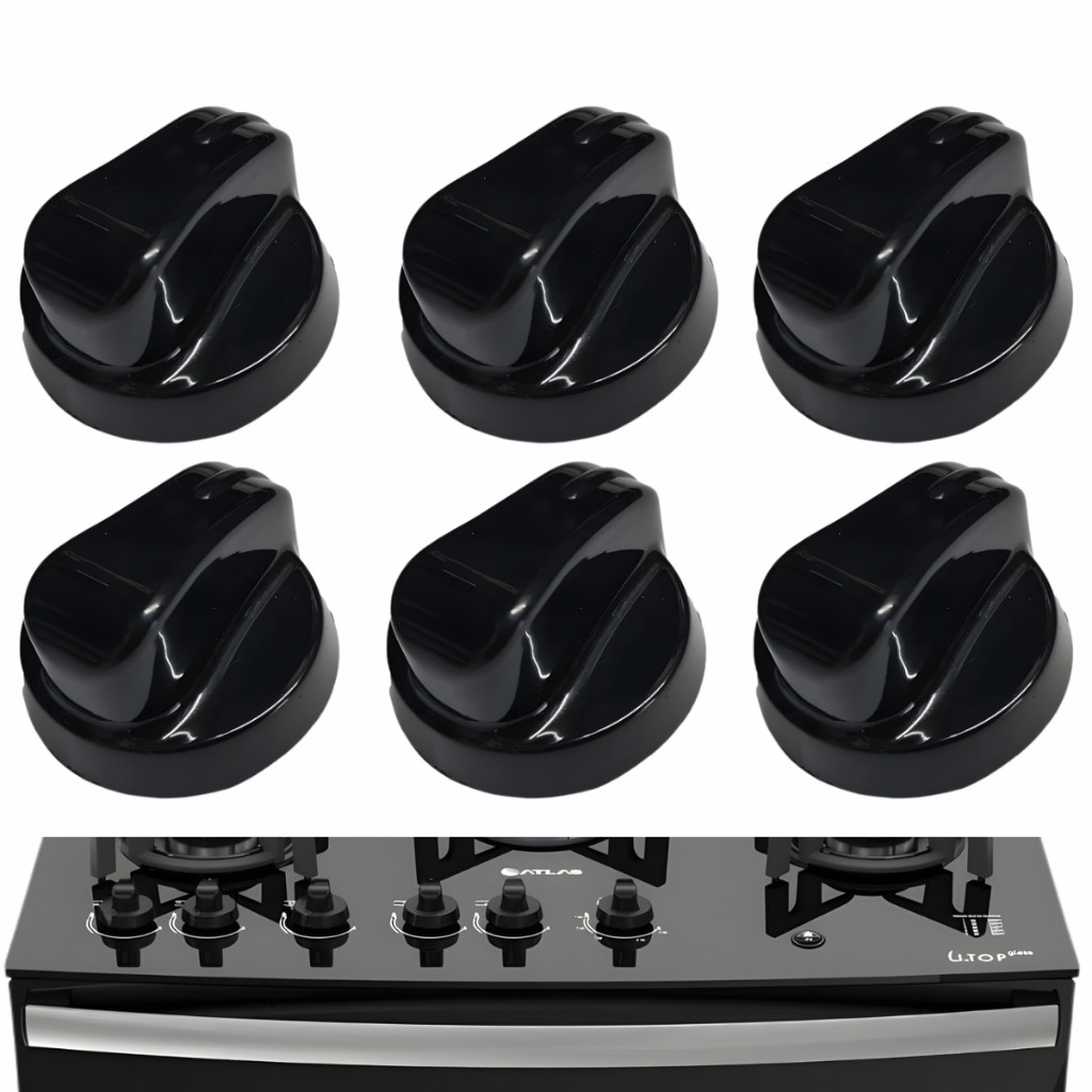 Botão Manipulo Fogão Atlas Utop Glass Agile Glass 4/5 Bocas Original 11337102 Encaixe Perfeito