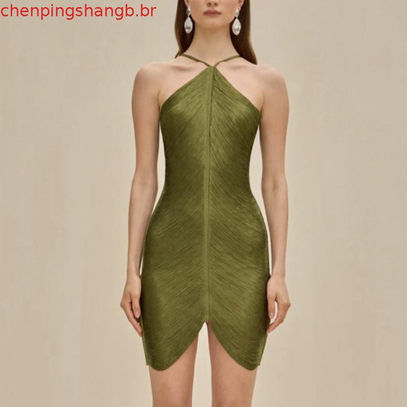 Vestido Halter pendão traseiro feminino, vestido longo sem mangas sexy fora do ombro, vestido de festa chique feminino, 