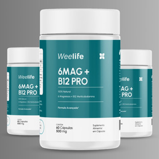 6 Magnésios + Vitamina B12 PRO | 500mg | 60 cápsulas | WEELIFE em Oferta na Shopee