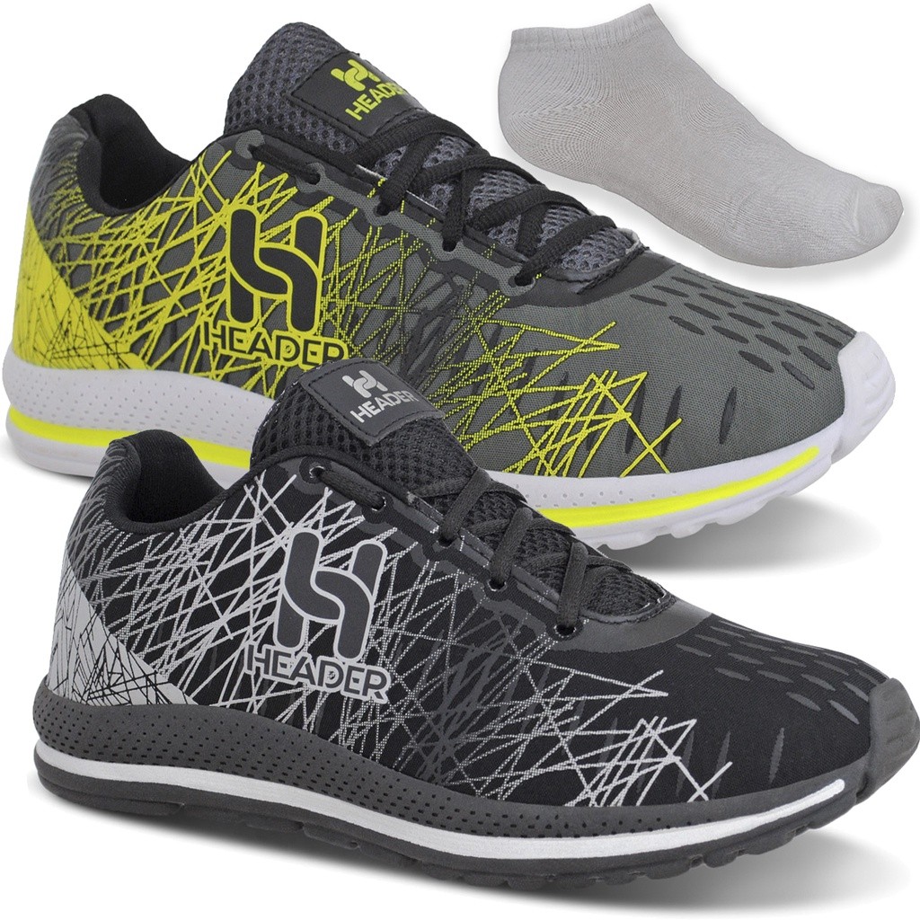 Kit 2 Tênis Masculino Esportivo Casual Corrida Treino Academia Trabalho Escola + meia