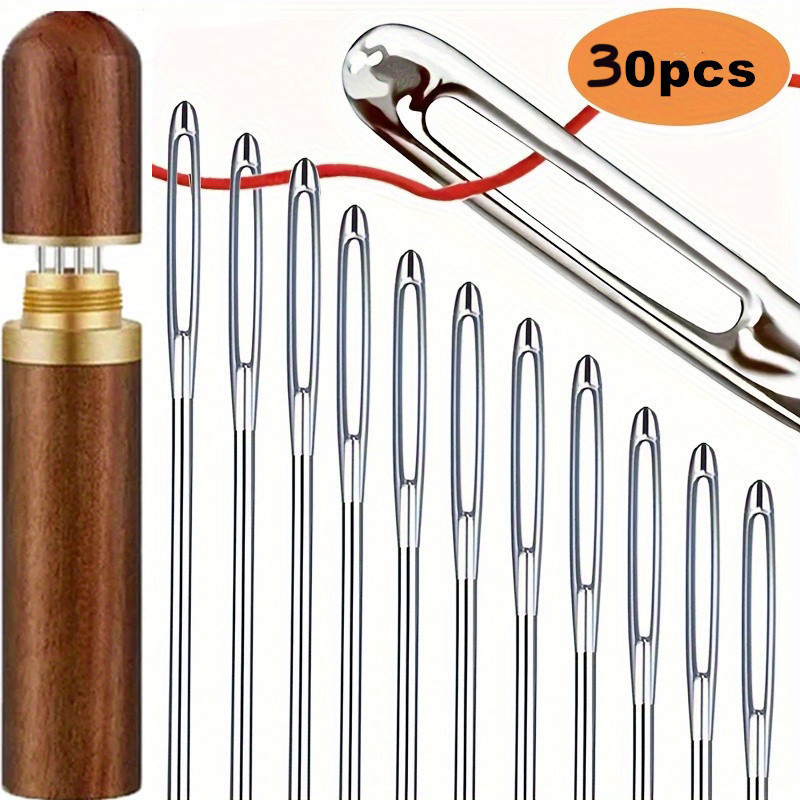 Kit 30 de Agulhas para Costura Doméstica com Estojo de Madeira Tamanhos Variados em Oferta na Shopee