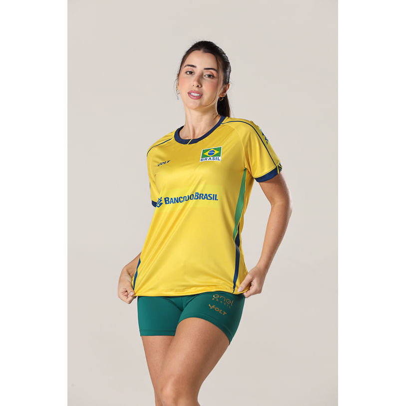 Camisa Jogo 1 Vôlei Brasil Oficial Feminina Volt em Oferta na Shopee
