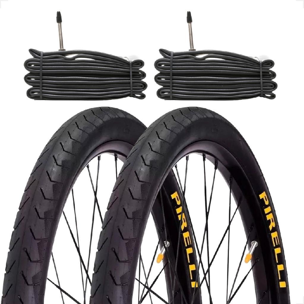 Par Pneu Bicicleta Pirelli Phantom Street 700x38 Serve Aro 29 Urbano + Par Camara bico fino 48mm
