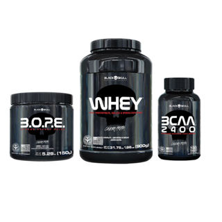 Kit Whey + Pré-Treino Bope + BCAA  - Black Skull em Oferta na Shopee