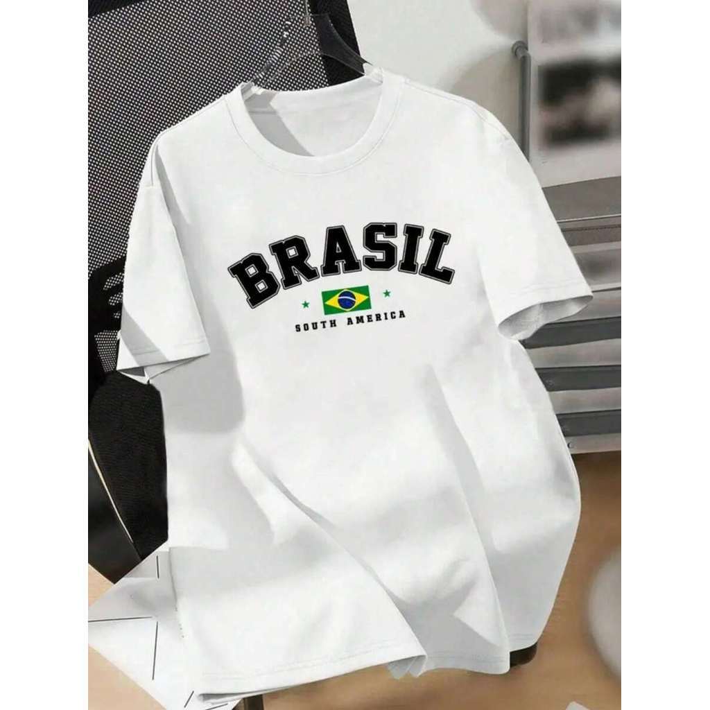Camiseta Masculina e Feminina Estampada Brasil Copa do Mundo 100% Algodão Seleção Brasileira