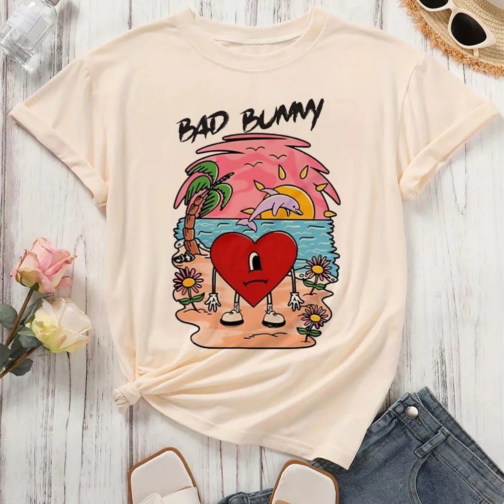 Tshirt Feminina Rock Coração Triste Estampada Lançamento Camiseta 100% Algodão Camisetão  Oversized - Ohana