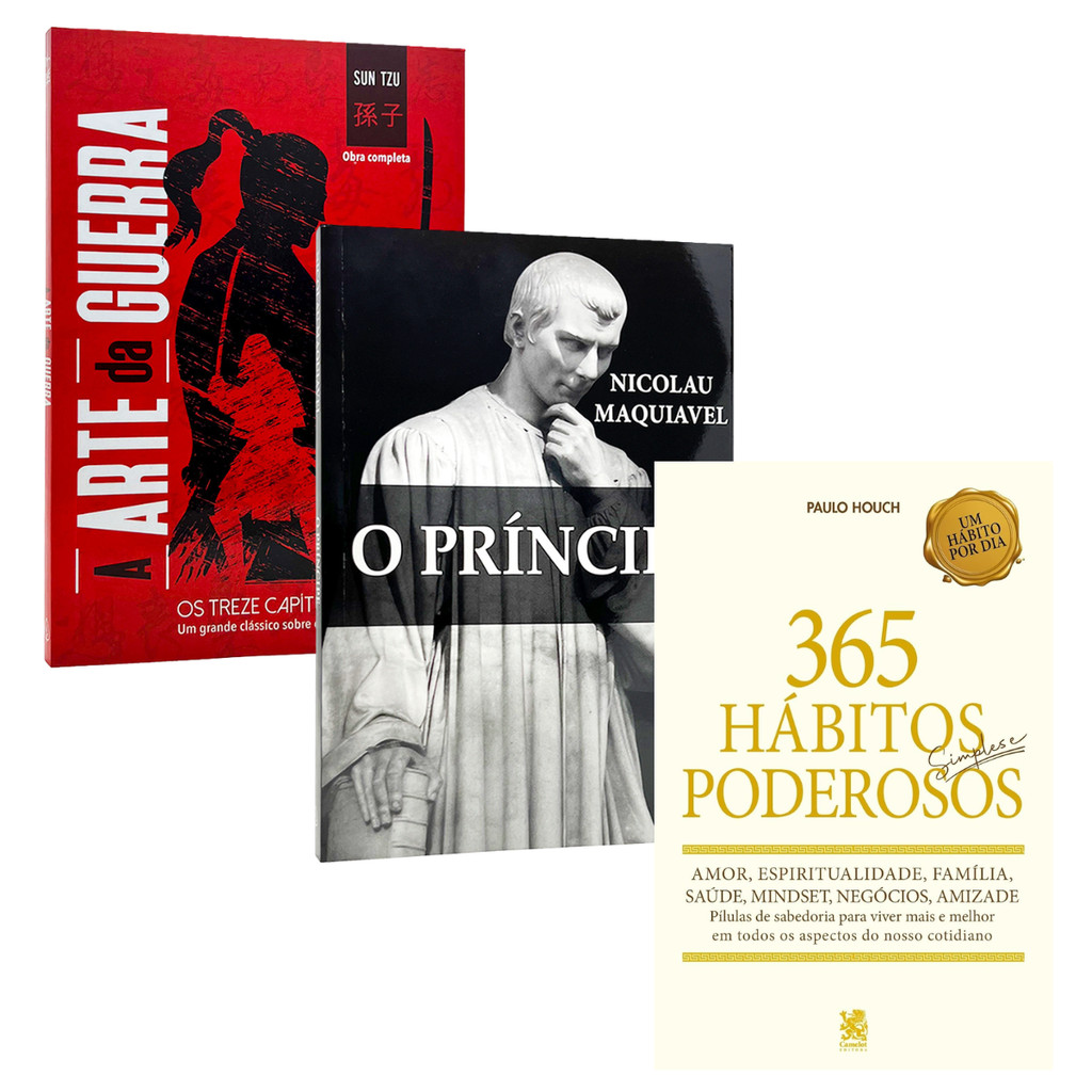 Kit Estratégia e Poder: Arte da Guerra + O Príncipe + 365 Hábitos Simples e Poderosos - 2 Livros Físicos
