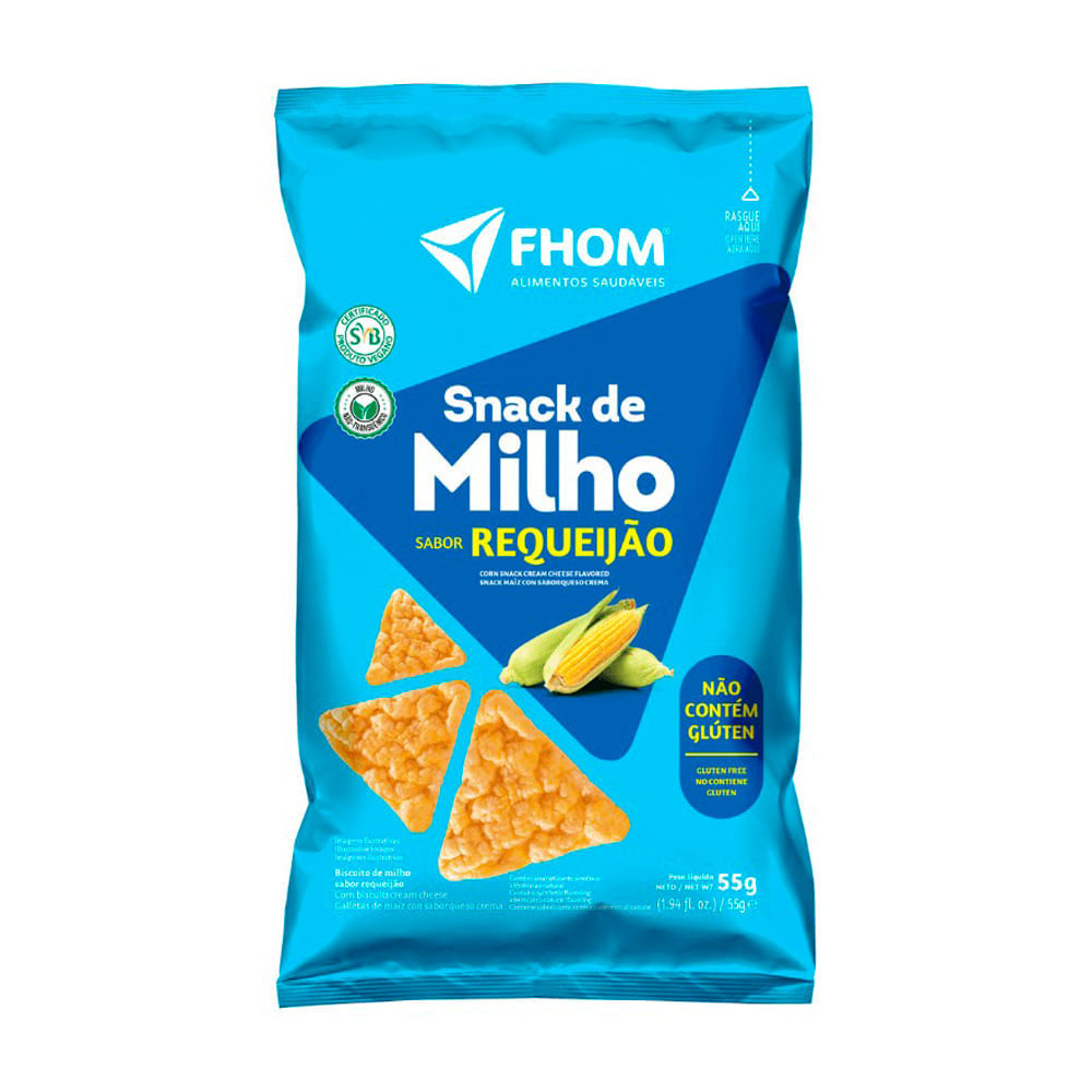 Snack de Milho Fhom Sabor Requeijao 55g em Oferta na Shopee