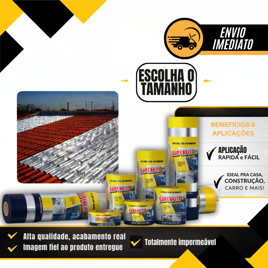 Fita Manta Asfáltica Adesiva Aluminizada Todas As Medidas x 10m Vedação Telhado Laje Premium em Oferta na Shopee