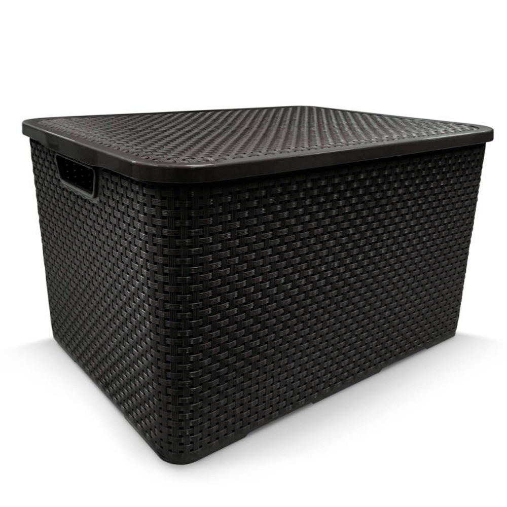 Caixa organizadora rattan com tampa 40 litros 25603 Arqplast em Oferta na Shopee