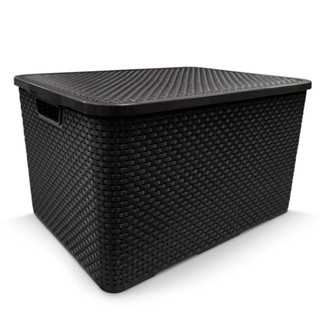 Caixa organizadora rattan com tampa 40 litros 25603 Arqplast em Oferta na Shopee