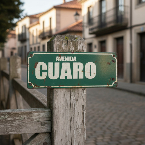Placa De Rua Avenida Cuaro Antiga - Relíquia Dupla Face Rua