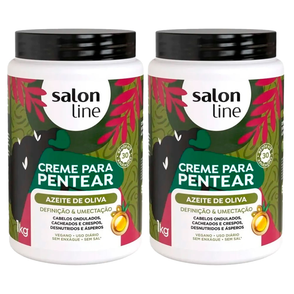 Kit Creme Para Pentear Salon Line Azeite De Oliva 1kg - 2 Unidades em Oferta na Shopee