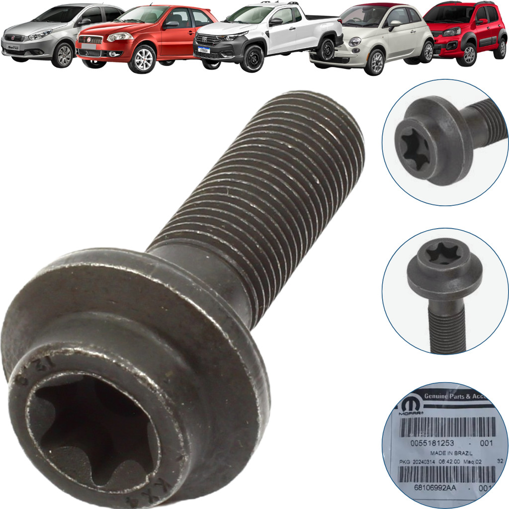 Parafuso Polia Eixo Comando Fiat Fire Evo 1.4 Pailo Uno Fiorino Grand Siena Strada 500 Original 55181253 Com NF
