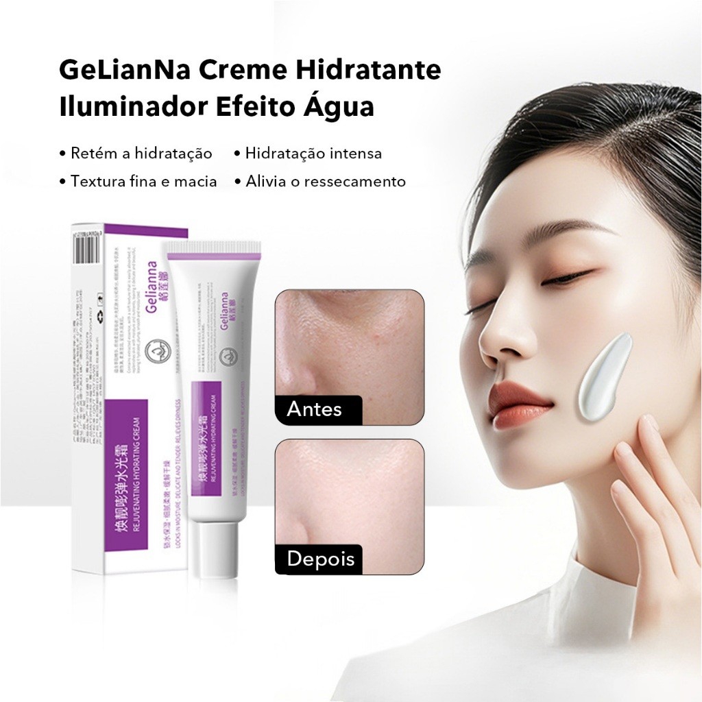 Contém creme antienvelhecimento de Retinol, hidratação profunda, ilumina o tom da pele, pele firme