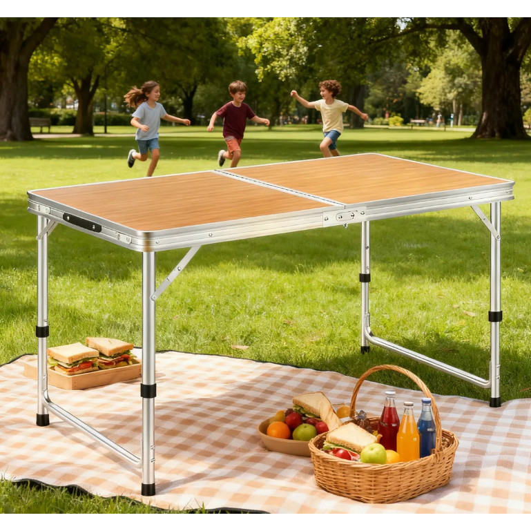 Mesa Camping Dobrável Vira Maleta Portátil Reforçada Praia 120x60 Branco S/Banco em Oferta na Shopee