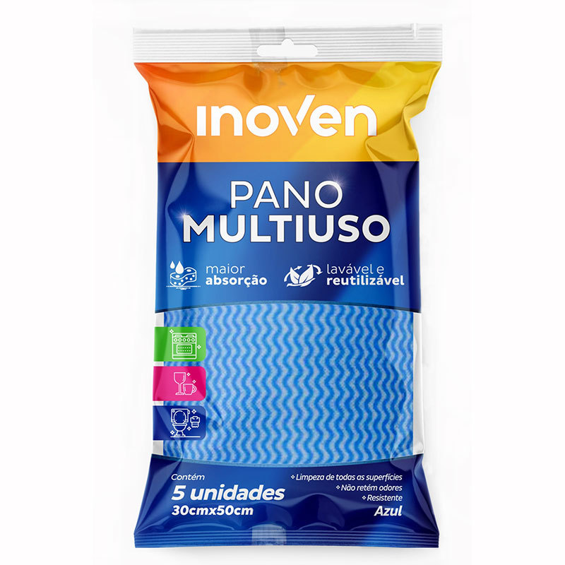 Pano multiuso Perfex Azul com 5 unidades Inoven em Oferta na Shopee