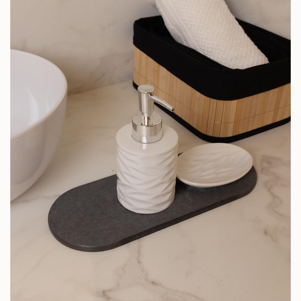 Bandeja Oval Absorvente para Pia 28cm Cinza Escuro Diatomita em Oferta na Shopee