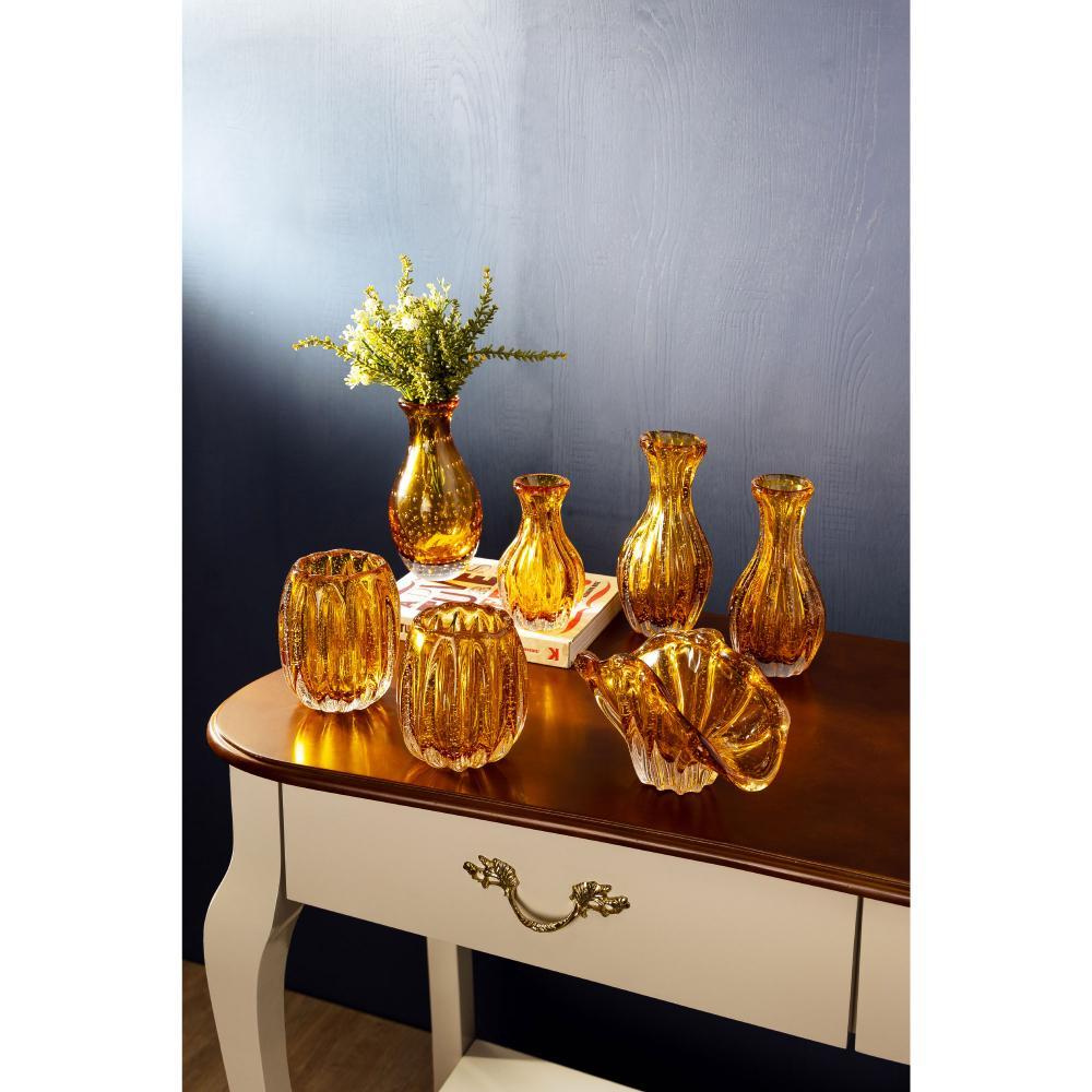 Vaso Wolff Italy de Vidro Âmbar 8,5cm x 15cm em Oferta na Shopee