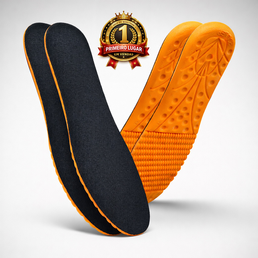 Kit 2 Palmilhas Ortopédica Gel Silicone Roller Conforto Esporão Fascite Plantar Anti Impacto Silicone Amortecedor