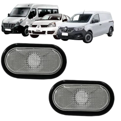 Kit 2 Lanternas Lateral Cristal Clio Kangoo Master Moldura Preta