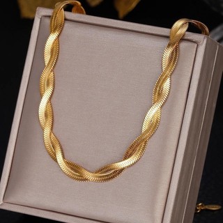 Colar Feminina 2 Fios Aço Inoxidável Banhado Cor Dourada  e Cor Prata 18K Ajustável- Moda Mulher Semi Joia