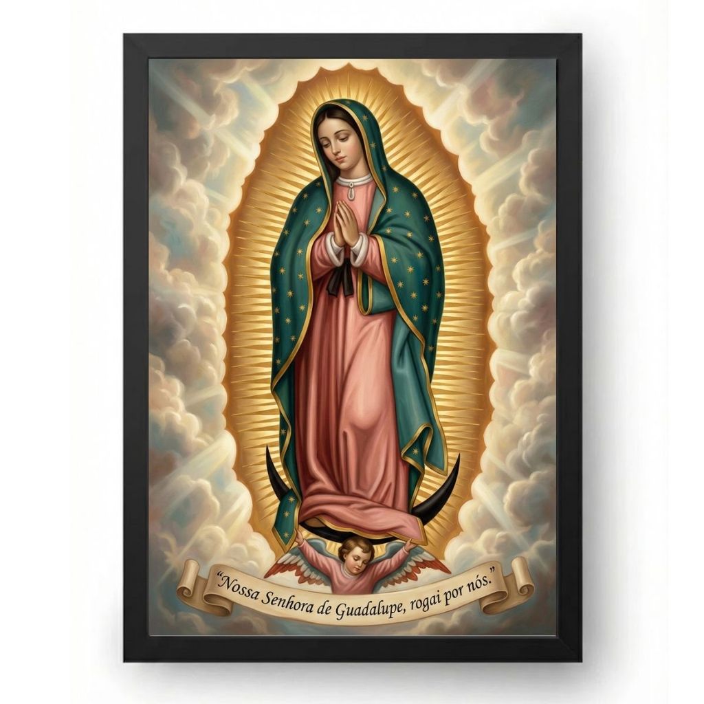 Quadro Placa Decorativa Nossa Senhora de Guadalupe Rogai Por Nós