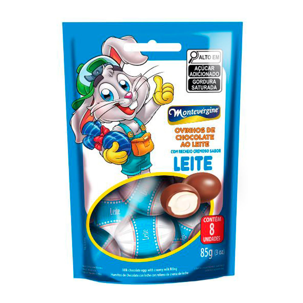 Ovinhos de Chocolate ao Leite Montevérgine com Recheio Cremoso Sabor Leite 85g em Oferta na Shopee