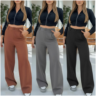 Calça Pantalona Alfaiataria Premium Com Bolso Wide Leg PROMOÇÃO em Oferta na Shopee