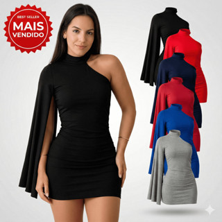 Vestido tubinho Curto Feminino Manga Nula Casual Festa Versátil Elegante Malha Premium Macia em Oferta na Shopee
