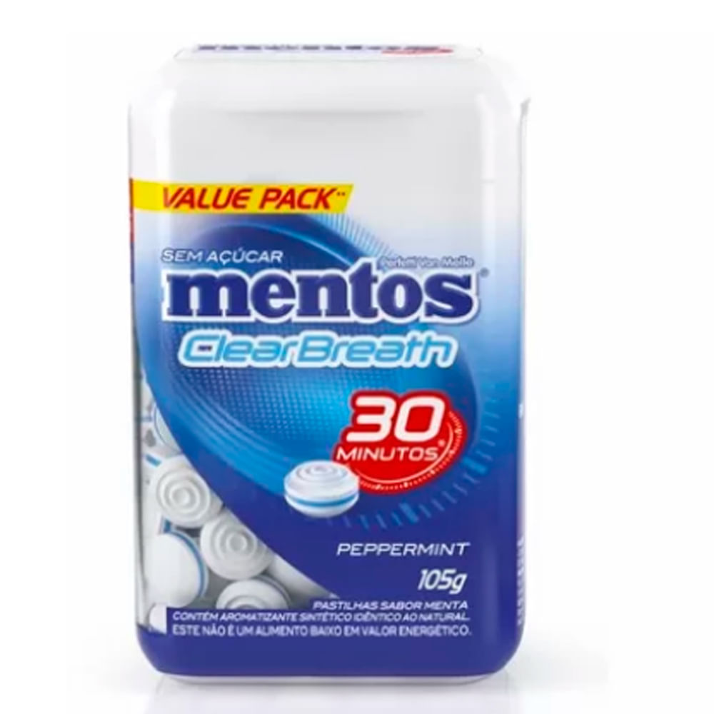 Balas Mentos 30 Minutos Clear Breath Peppermint Sem Açúcar 105g em Oferta na Shopee