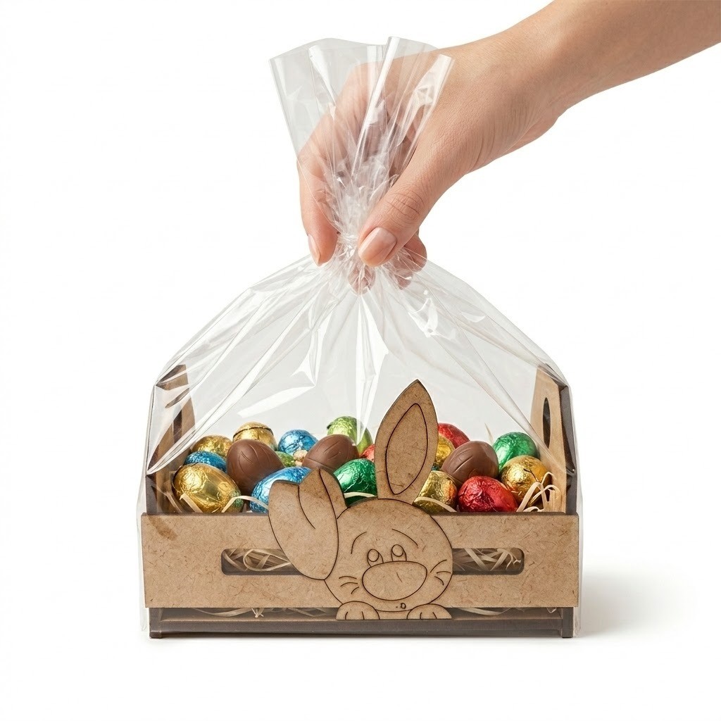 Kit 10 Caixa Caixote Coelho Páscoa MDF para Bombons e Chocolates