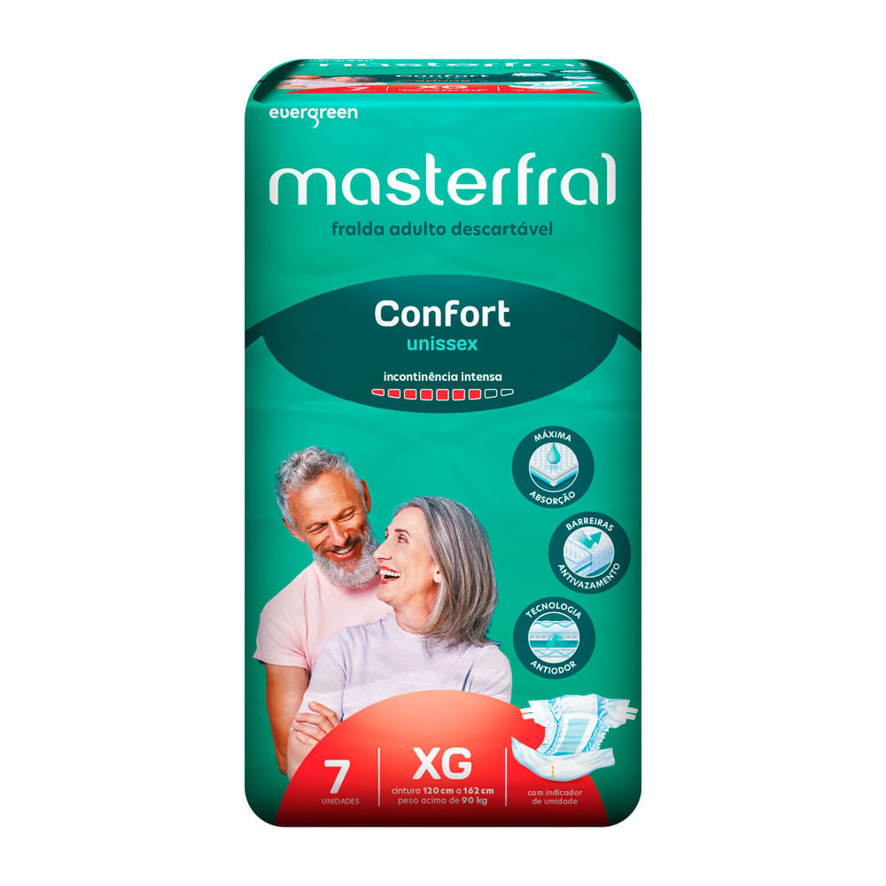 Fralda Geriátrico Masterfral Confort Unissex Tamanho XG com 7 Unidades em Oferta na Shopee