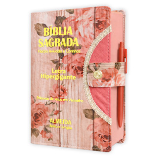 Bíblia Letra Hipergigante Romantic com Botão e Harpa – Leitura Confortável em Oferta na Shopee