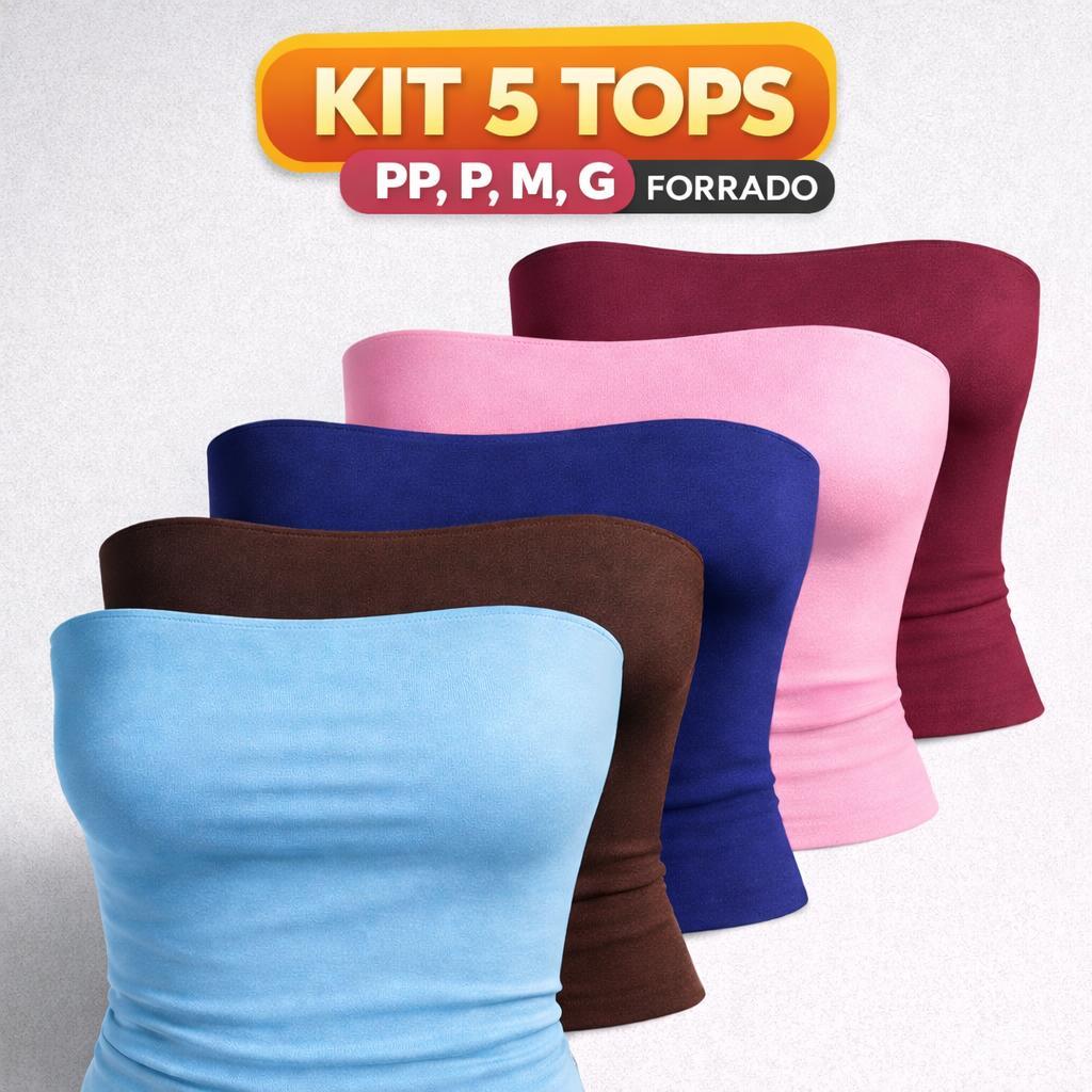Kit Top Tube Feminino Suplex Forrado Tomara que Caia Sem Alça Não Transparente Modelagem Perfeita Básico