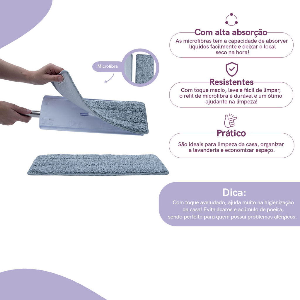 Kit com 2 Microfibras Para Mop Slim - Simplo — imagem 2 de 2
